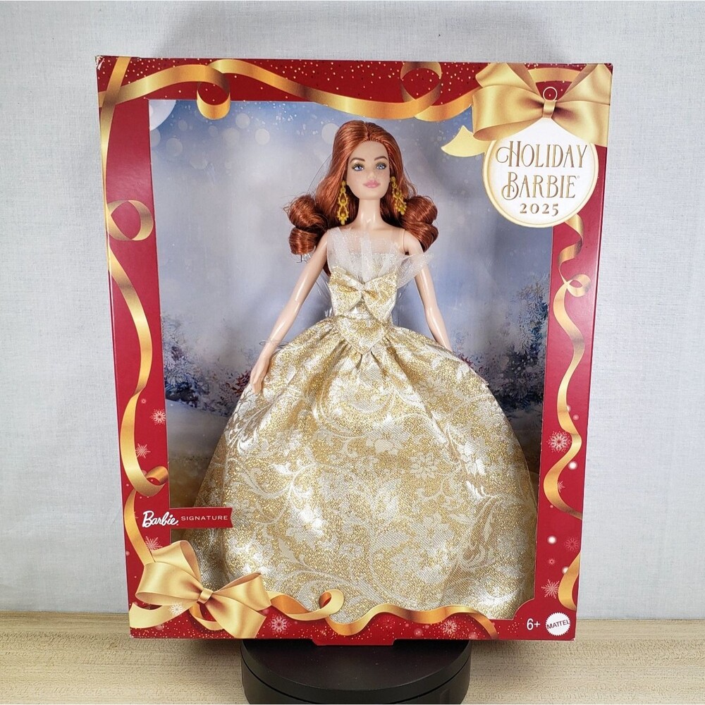Mattel Holiday Barbie 2025 Doll Mattel Red Hair Gold Gown Limited Edition New!